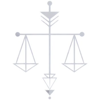 Stylized scale of justice icon, showing balance and fairness.