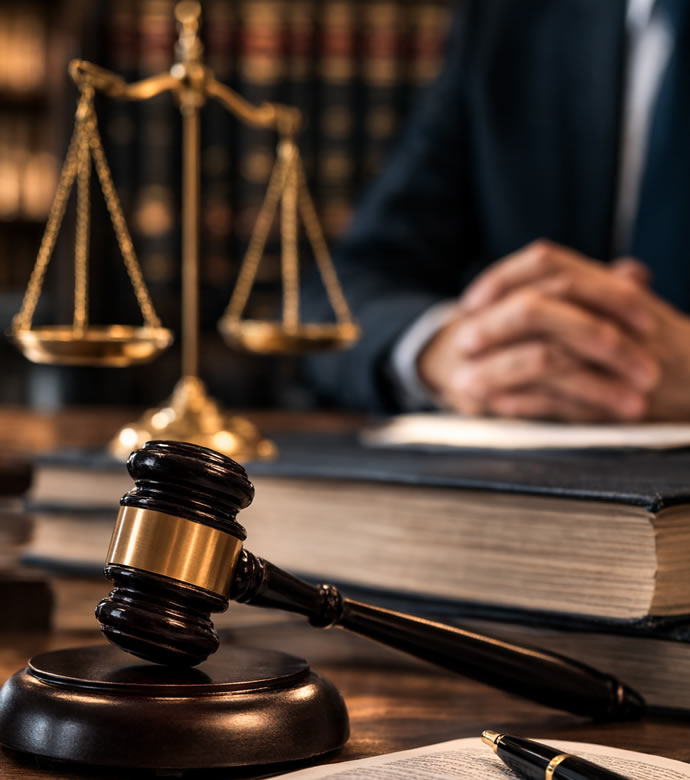 Avvocato penalista a Lodi e Piacenza: immagine di una bilancia della giustizia, un martelletto e un codice, simboli del diritto penale.